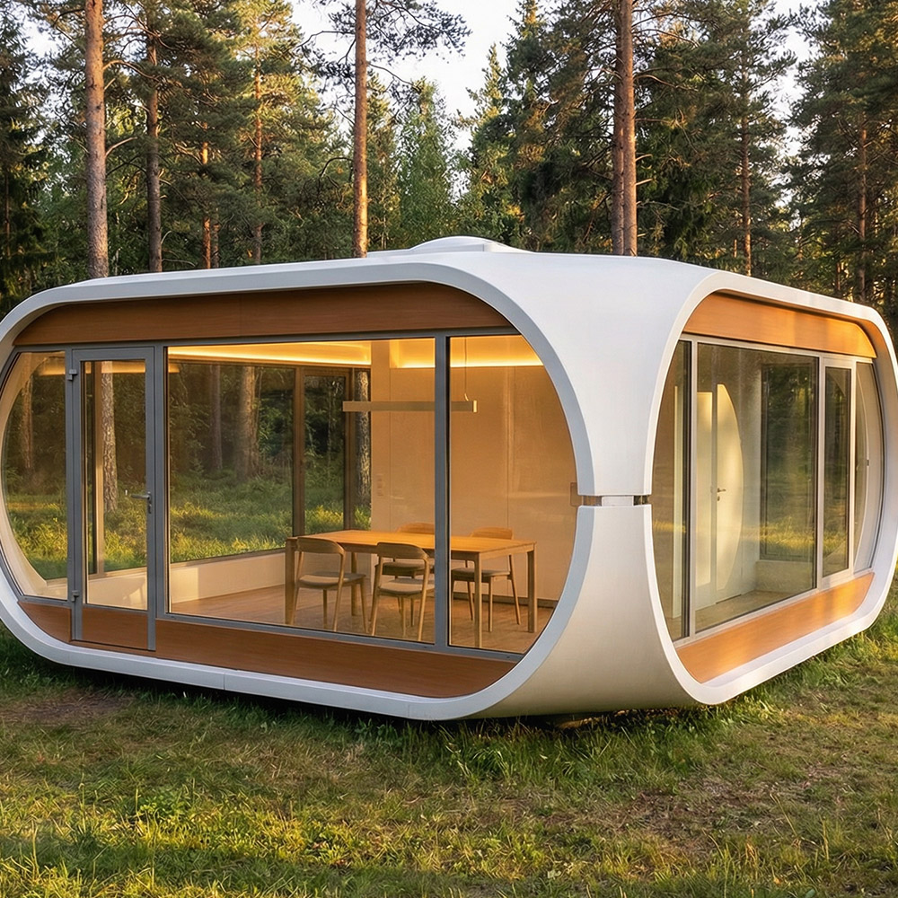 Jednowarstwowa, odpinana kapsuła Apple Cabin o nieregularnym kształcie