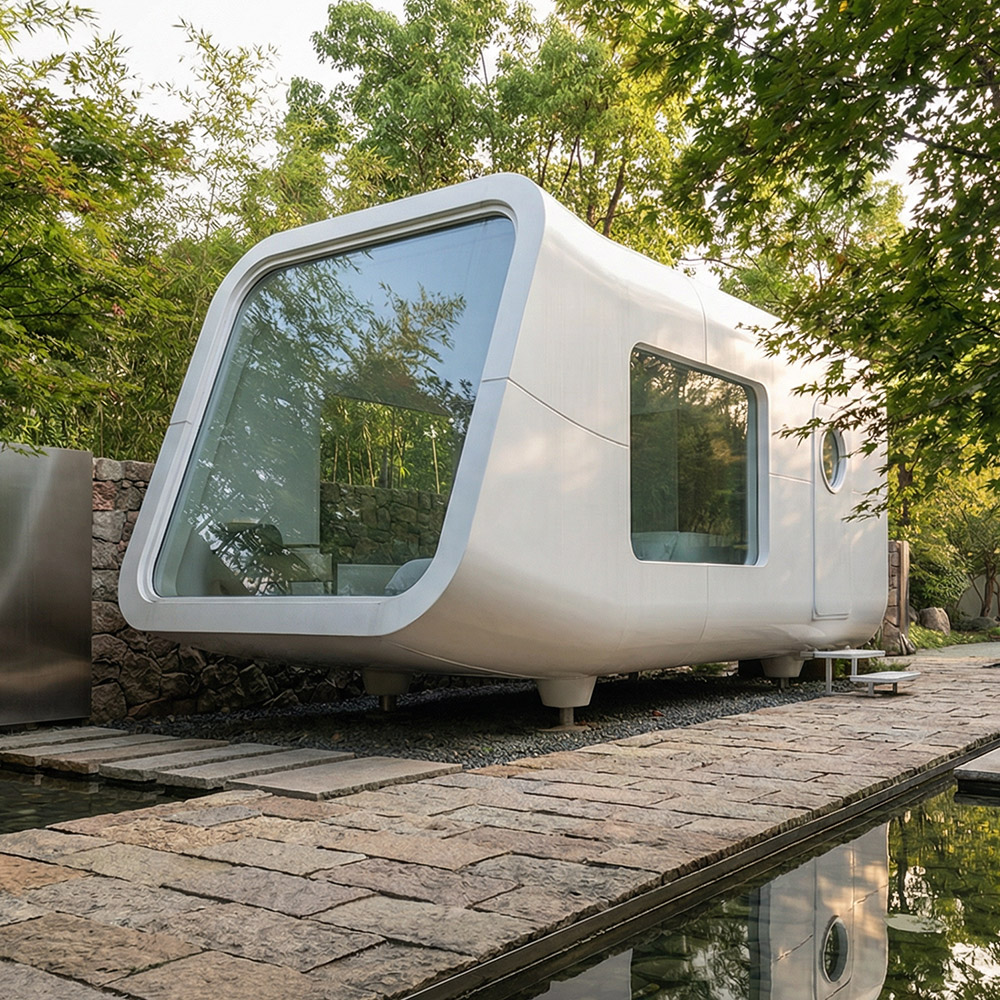 Jednowarstwowa, odpinana kapsuła Apple Cabin o nieregularnym kształcie