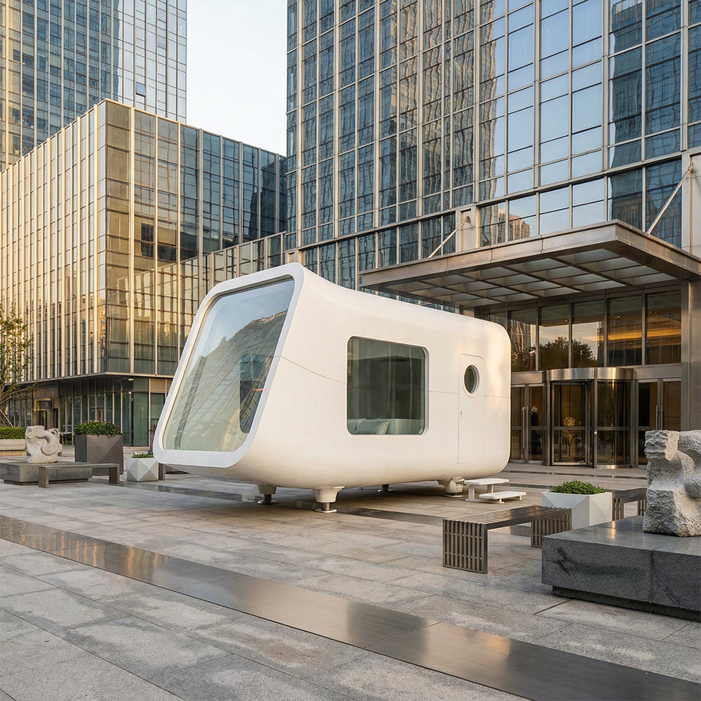 Jednowarstwowa, odpinana kapsuła Apple Cabin o nieregularnym kształcie